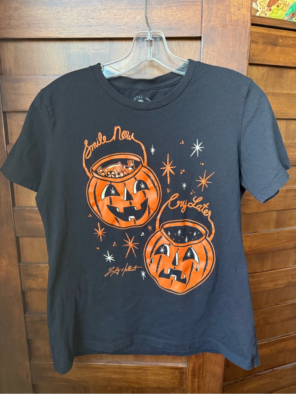 Halloween Pumpkin Graphic T Shirt Cartel Ink Black Smile Now Cry Later